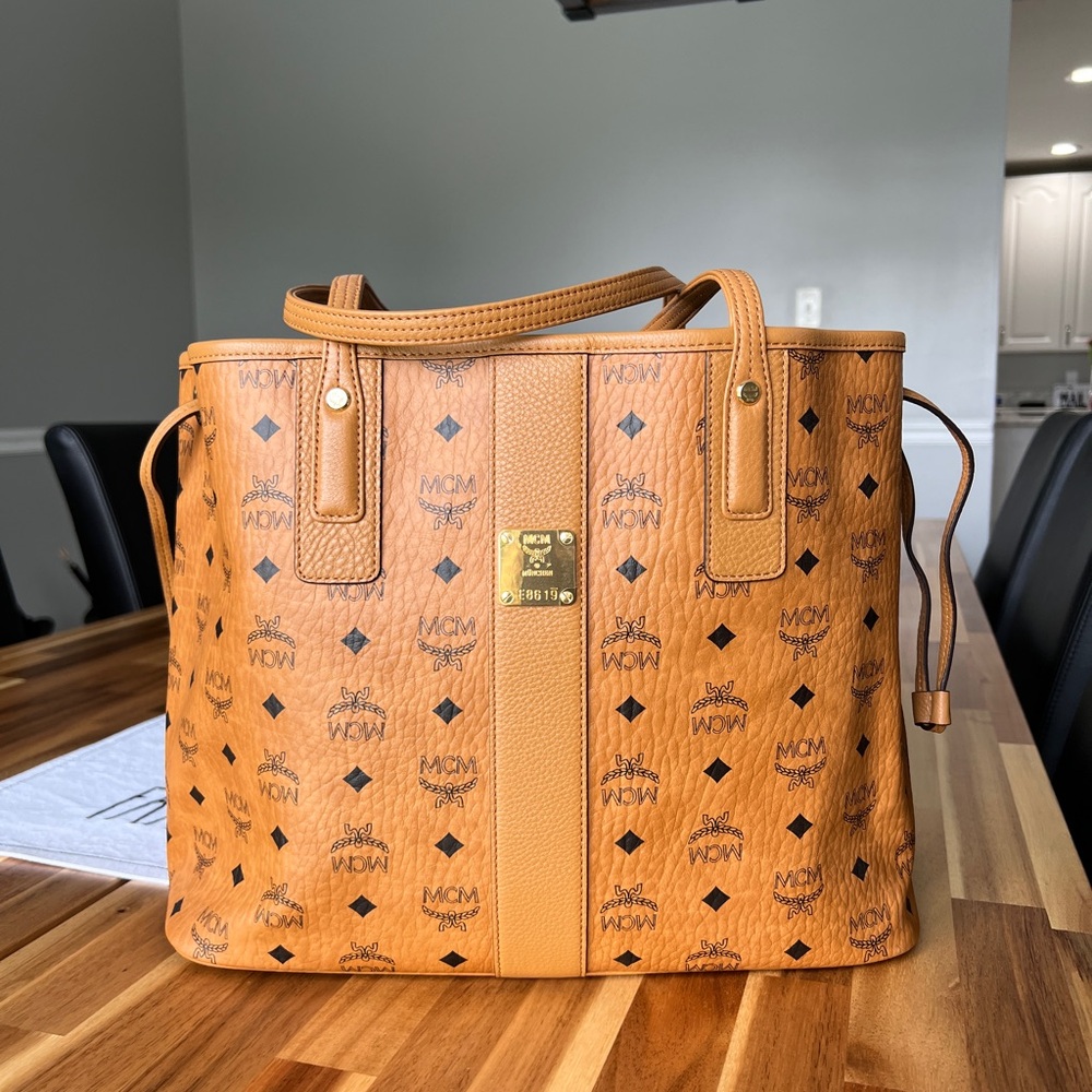 MCM Tan Leather Tote Bag
